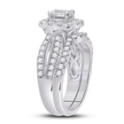 Ethereal Elegance: 14kt White Gold Emerald Diamond Bridal Wedding Ring Band Set - Second Side View