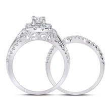 Load image into Gallery viewer, Ethereal Elegance: 14kt White Gold Emerald Diamond Bridal Wedding Ring Band Set - Splendid Jewellery