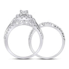 Ethereal Elegance: 14kt White Gold Emerald Diamond Bridal Wedding Ring Band Set - Splendid Jewellery