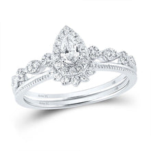 Load image into Gallery viewer, Ethereal Elegance: 14kt White Gold Pear Diamond Bridal Wedding Ring Band Set - Splendid Jewellery
