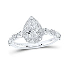 Ethereal Elegance 14kt White Gold Pear Diamond Halo Bridal Wedding Engagement Ring 1 - 7/8 Cttw - Splendid Jewellery
