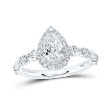 Load image into Gallery viewer, Ethereal Elegance 14kt White Gold Pear Diamond Halo Bridal Wedding Engagement Ring 1 - 7/8 Cttw - Splendid Jewellery
