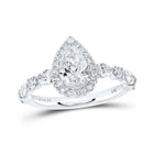 Ethereal Elegance 14kt White Gold Pear Diamond Halo Bridal Wedding Engagement Ring 1 - 7/8 Cttw - Splendid Jewellery