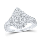 Ethereal Elegance: 14kt White Gold Pear Diamond Halo Bridal Wedding Engagement Ring 1 Cttw - Splendid Jewellery