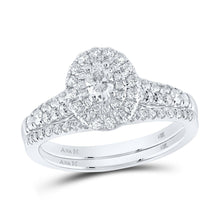 Load image into Gallery viewer, Ethereal Elegance: White Gold Oval Diamond Halo Bridal Wedding Ring Band Set - Splendid Jewellery