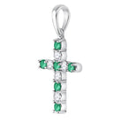 Ethereal Emerald Cross Pendant | 10kt White Gold Womens Round Lab - Created Emerald Cross Pendant 1/3 Cttw - Splendid Jewellery