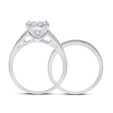 Load image into Gallery viewer, Ethereal Love: 10kt White Gold Round Diamond Bridal Wedding Ring Band Set 1 Cttw - Alternate view 2 from Splendid Jewellery