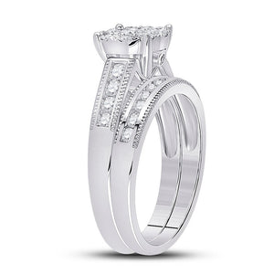 Ethereal Love: 10kt White Gold Round Diamond Bridal Wedding Ring Band Set 1 Cttw - Splendid Jewellery