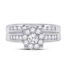 Load image into Gallery viewer, Ethereal Love: 10kt White Gold Round Diamond Bridal Wedding Ring Band Set 1 Cttw - Splendid Jewellery