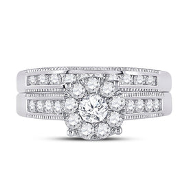Ethereal Love: 10kt White Gold Round Diamond Bridal Wedding Ring Band Set 1 Cttw - Alternate view 4 from Splendid Jewellery