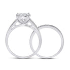 Ethereal Love: 10kt White Gold Round Diamond Bridal Wedding Ring Band Set 1 Cttw - Splendid Jewellery
