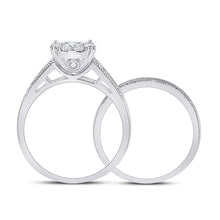 Load image into Gallery viewer, Ethereal Love: 10kt White Gold Round Diamond Bridal Wedding Ring Band Set 1 Cttw - Splendid Jewellery