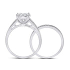 Ethereal Love: 10kt White Gold Round Diamond Bridal Wedding Ring Band Set 1 Cttw - Splendid Jewellery