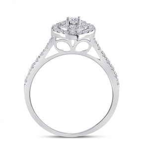 Ethereal Love: 10kt White Gold Round Diamond Oval Halo Bridal Wedding Ring Band Set 1/2 Cttw - Splendid Jewellery