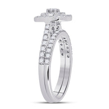 Load image into Gallery viewer, Ethereal Love: 10kt White Gold Round Diamond Oval Halo Bridal Wedding Ring Band Set 1/2 Cttw - Alternate view 3 from Splendid Jewellery
