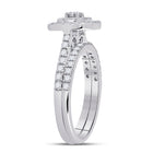 Ethereal Love: 10kt White Gold Round Diamond Oval Halo Bridal Wedding Ring Band Set 1/2 Cttw - Alternate view 3 from Splendid Jewellery