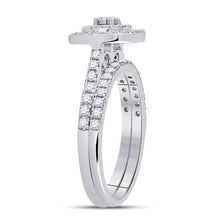 Load image into Gallery viewer, Ethereal Love: 10kt White Gold Round Diamond Oval Halo Bridal Wedding Ring Band Set 1/2 Cttw - Splendid Jewellery