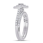 Ethereal Love: 10kt White Gold Round Diamond Oval Halo Bridal Wedding Ring Band Set 1/2 Cttw - Splendid Jewellery