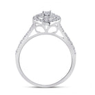 Ethereal Love: 10kt White Gold Round Diamond Oval Halo Bridal Wedding Ring Band Set 1/2 Cttw - Splendid Jewellery