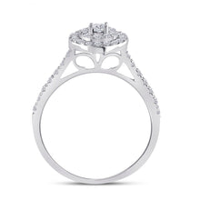 Load image into Gallery viewer, Ethereal Love: 10kt White Gold Round Diamond Oval Halo Bridal Wedding Ring Band Set 1/2 Cttw - Splendid Jewellery
