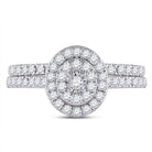 Ethereal Love: 10kt White Gold Round Diamond Oval Halo Bridal Wedding Ring Band Set 1/2 Cttw - Splendid Jewellery