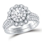 Ethereal Love | 14kt White Gold Radiant Diamond Bridal Wedding Ring Band Set 1-1/4 Cttw Side View from Splendid Jewellery