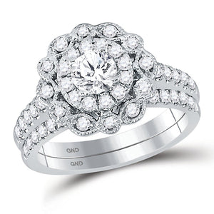 Ethereal Love | 14kt White Gold Radiant Diamond Bridal Wedding Ring Band Set 1 - 1/4 Cttw - Splendid Jewellery