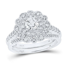 Load image into Gallery viewer, Ethereal Love | 14kt White Gold Radiant Diamond Bridal Wedding Ring Band Set 1-1/4 Cttw Top View from Splendid Jewellery