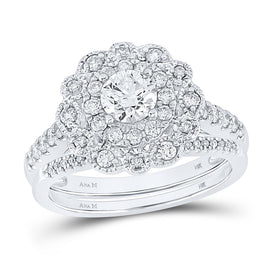 Ethereal Love | 14kt White Gold Radiant Diamond Bridal Wedding Ring Band Set 1-1/4 Cttw Top View from Splendid Jewellery