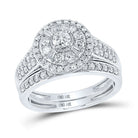 Ethereal Love | 14kt White Gold Radiant Diamond Bridal Wedding Ring Band Set 1 Cttw - Splendid Jewellery