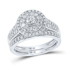 Ethereal Love | 14kt White Gold Radiant Diamond Bridal Wedding Ring Band Set 1 Cttw - Splendid Jewellery