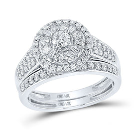 Ethereal Love | 14kt White Gold Radiant Diamond Bridal Wedding Ring Band Set 1 Cttw - Splendid Jewellery