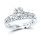 Everlasting Love: 10kt White Gold Round Diamond 2 - Stone Bridal Wedding Ring Band Set - Splendid Jewellery