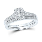 Everlasting Love: 10kt White Gold Round Diamond 2 - Stone Bridal Wedding Ring Band Set - Splendid Jewellery