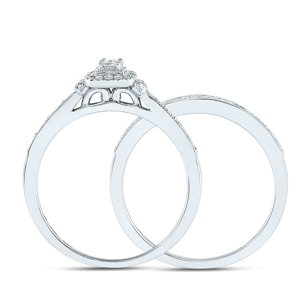 Everlasting Love: 10kt White Gold Round Diamond 2 - Stone Bridal Wedding Ring Band Set - Splendid Jewellery