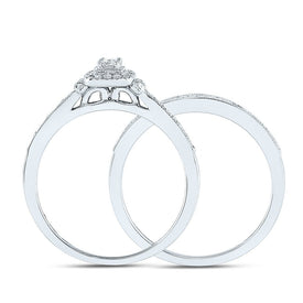 Everlasting Love: 10kt White Gold Round Diamond 2 - Stone Bridal Wedding Ring Band Set - Splendid Jewellery
