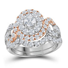 Load image into Gallery viewer, Everlasting Love | 14kt Two - tone Gold Round Diamond Bridal Wedding Ring Band Set 2 Cttw - Splendid Jewellery
