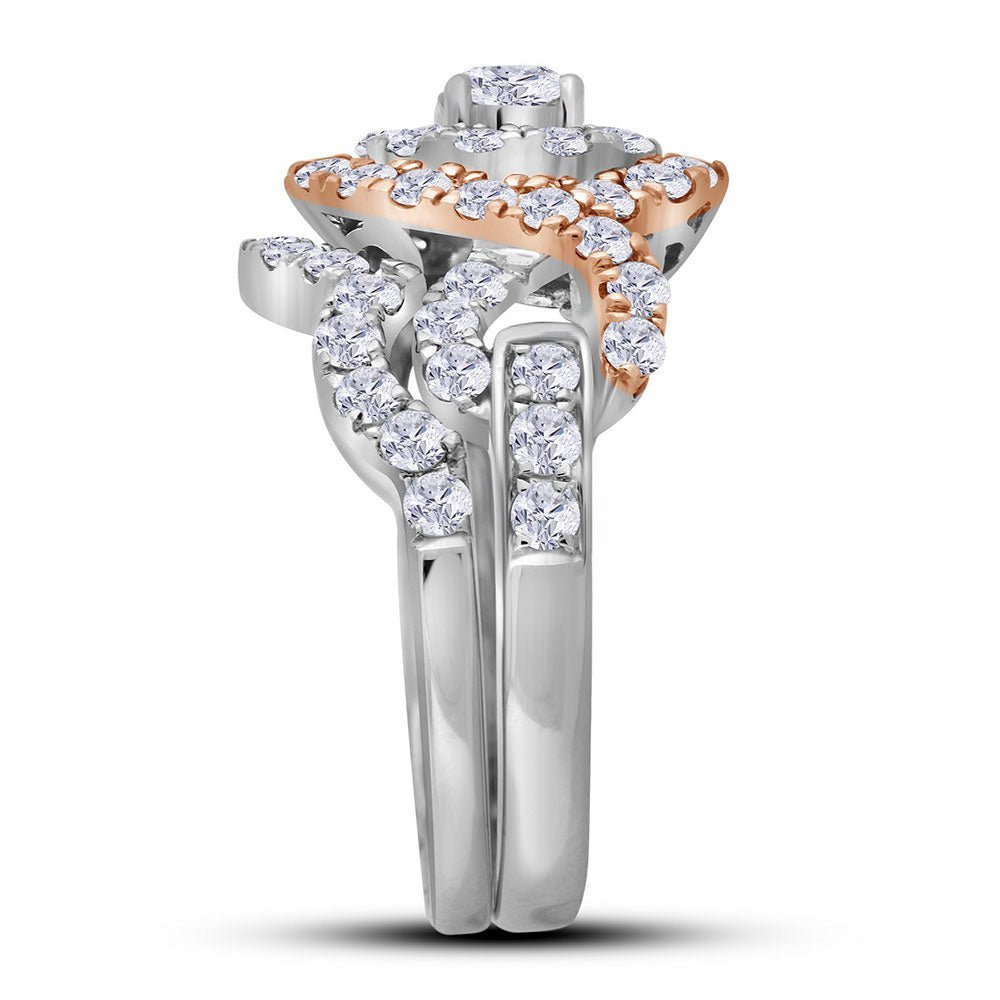 Everlasting Love | 14kt Two - tone Gold Round Diamond Bridal Wedding Ring Band Set 2 Cttw - Splendid Jewellery