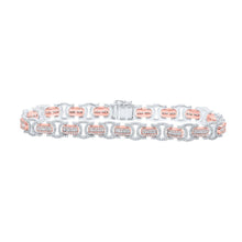 Load image into Gallery viewer, Exquisite 10kt Rose Gold Baguette and Round Diamond Link Bracelet - 3 - 3/4 Cttw - Splendid Jewellery