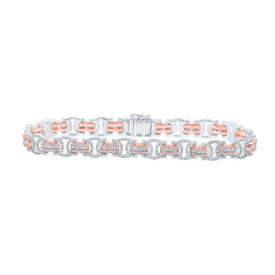Exquisite 10kt Rose Gold Baguette and Round Diamond Link Bracelet - 3 - 3/4 Cttw - Splendid Jewellery