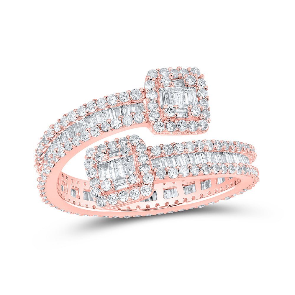Exquisite 10kt Rose Gold Baguette Diamond Cuff Eternity Band Ring - 1 - 5/8 Cttw - Splendid Jewellery