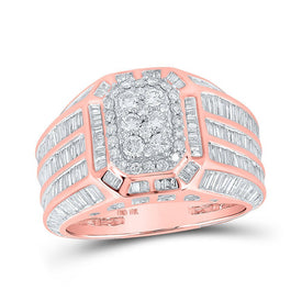 Exquisite 10kt Rose Gold Baguette Diamond Rectangle Cluster Ring - 4 - 3/4 Cttw - Splendid Jewellery