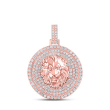Load image into Gallery viewer, Exquisite 10kt Rose Gold Lion Face Diamond Charm Pendant - 2 - 1/2 Cttw - Splendid Jewellery