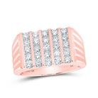 Exquisite 10kt Rose Gold Mens Diamond 5 - Row Band Ring - 1 Cttw - Splendid Jewellery