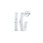 Exquisite 10kt White Gold Princess Diamond Half Hoop Earrings - Splendid Jewellery