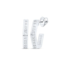 Load image into Gallery viewer, Exquisite 10kt White Gold Princess Diamond Half Hoop Earrings - Splendid Jewellery