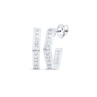 Exquisite 10kt White Gold Princess Diamond Half Hoop Earrings - Splendid Jewellery