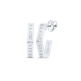 Exquisite 10kt White Gold Princess Diamond Half Hoop Earrings - Splendid Jewellery