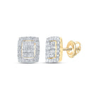 Exquisite 10kt Yellow Gold Baguette Diamond Rectangle Cluster Earrings - Splendid Jewellery