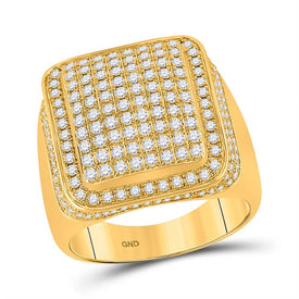 Exquisite 10kt Yellow Gold Men's Diamond Cluster Ring - 2 Cttw - Splendid Jewellery